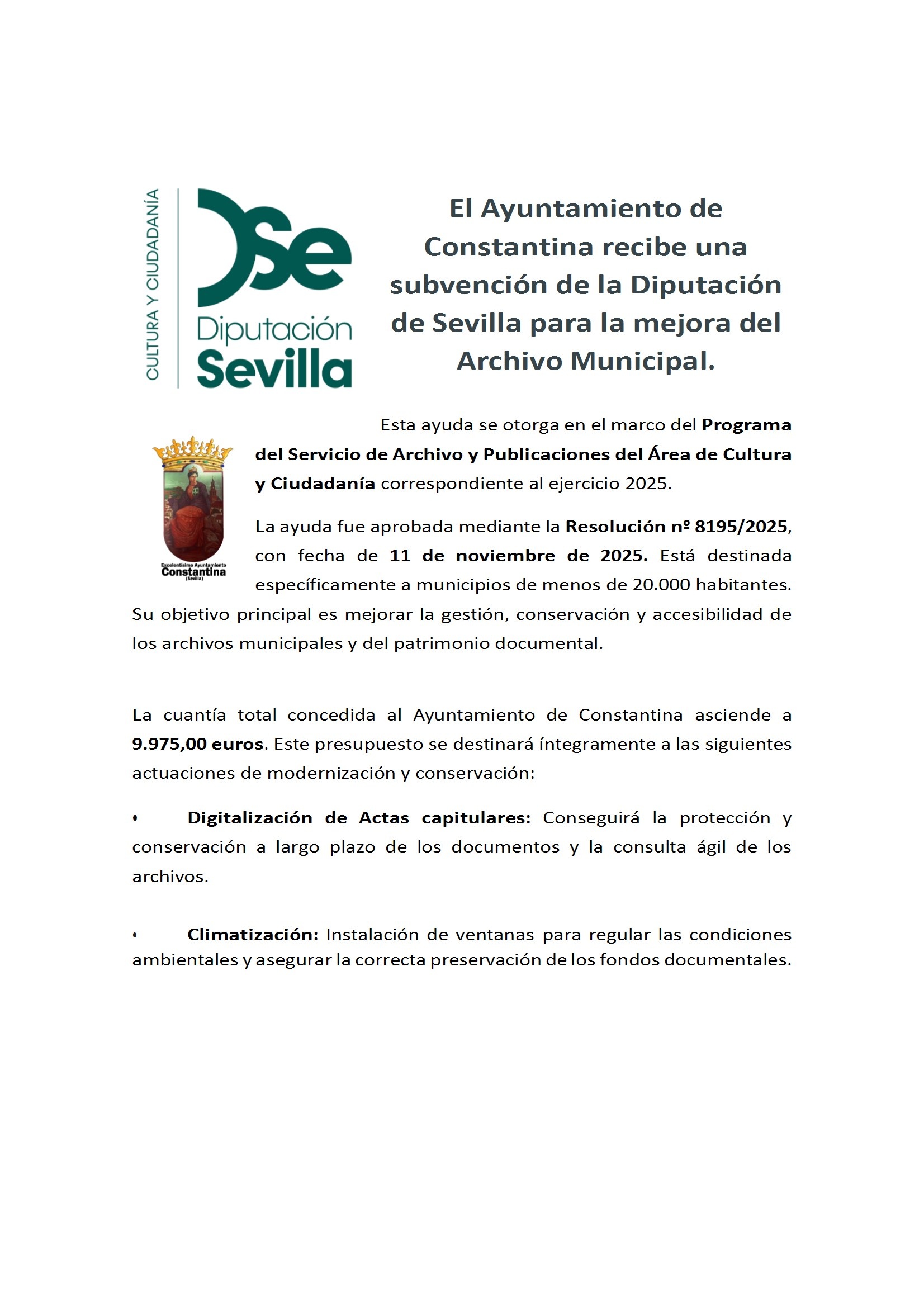 subvención Diputación Sevilla archivo municipal constantina conv 1