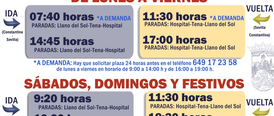 1 AUTOBUS CONSTANTINA SEVILLA VERANO 2026