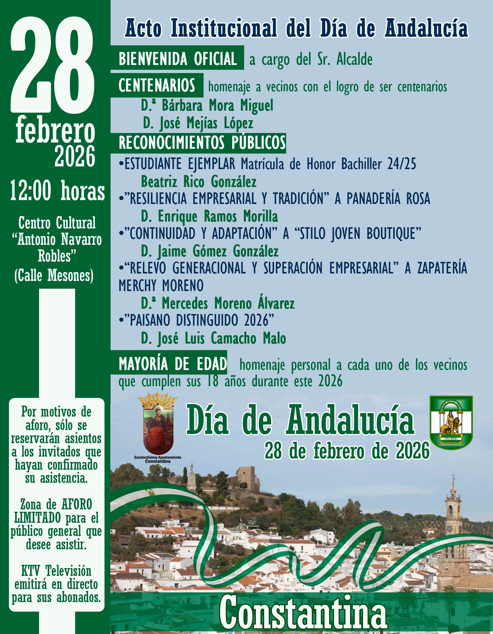 Actos institucionales Día Andalucía 28F Constantina_Cartel