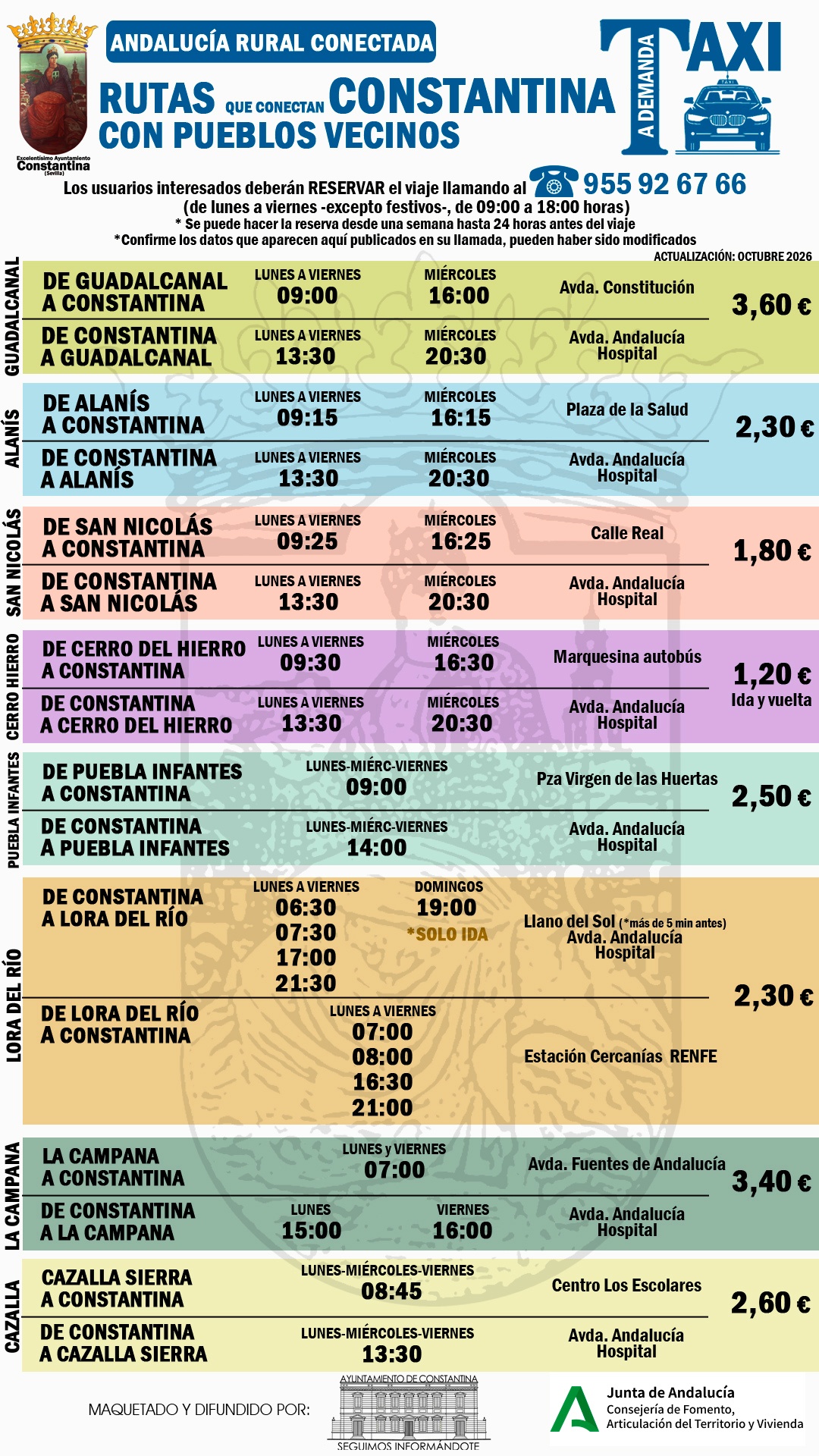 Todas las rutas taxi a demanda Constantina
