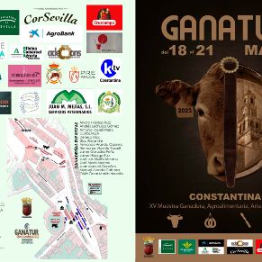 díptico feria muestra Ganatur 2023 Constantina cartel y patrocinadores