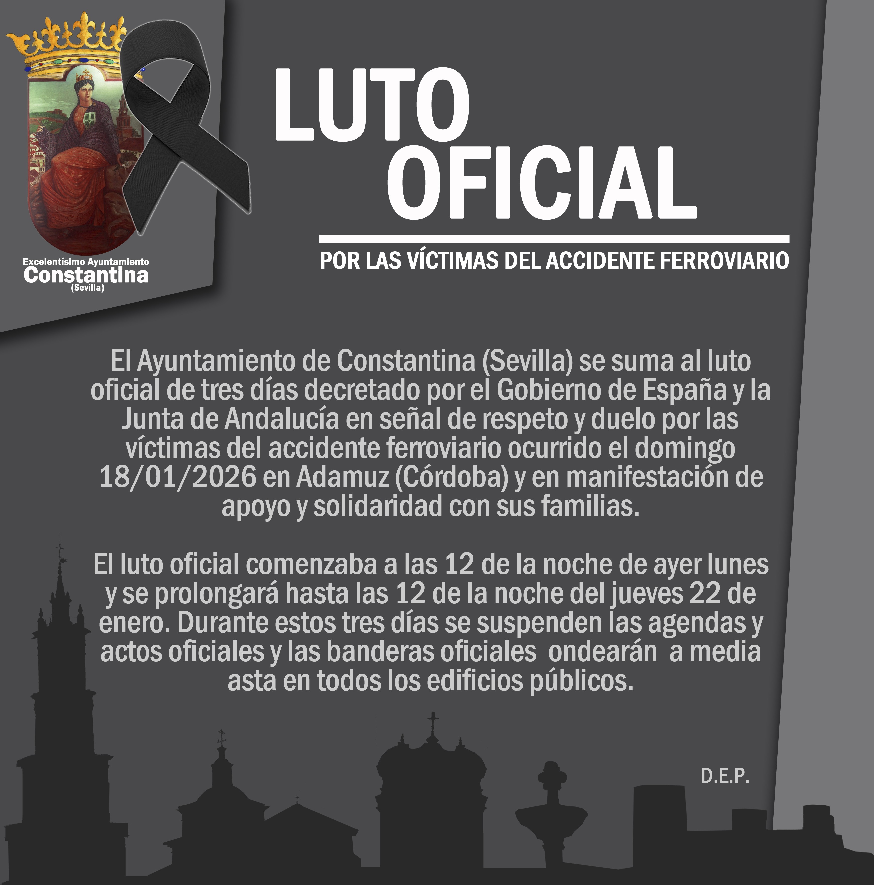 luto oficial accidente ferroviario Ayuntamiento Constantina